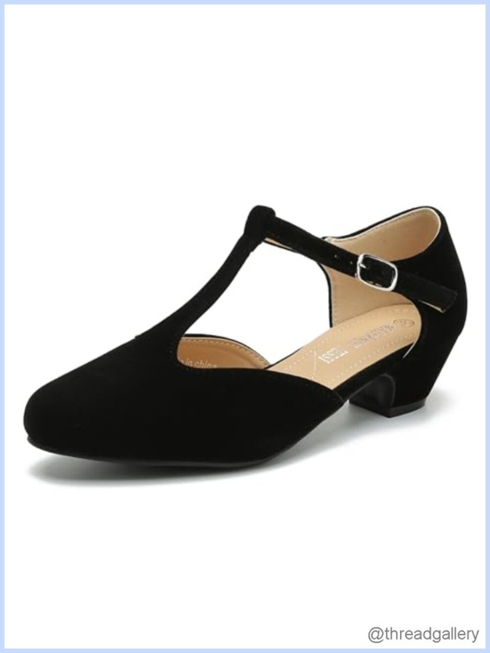 Women's T-Strap Mary Jane Pumps Low Block Heel Closed Toe Buckle Ankle Strap